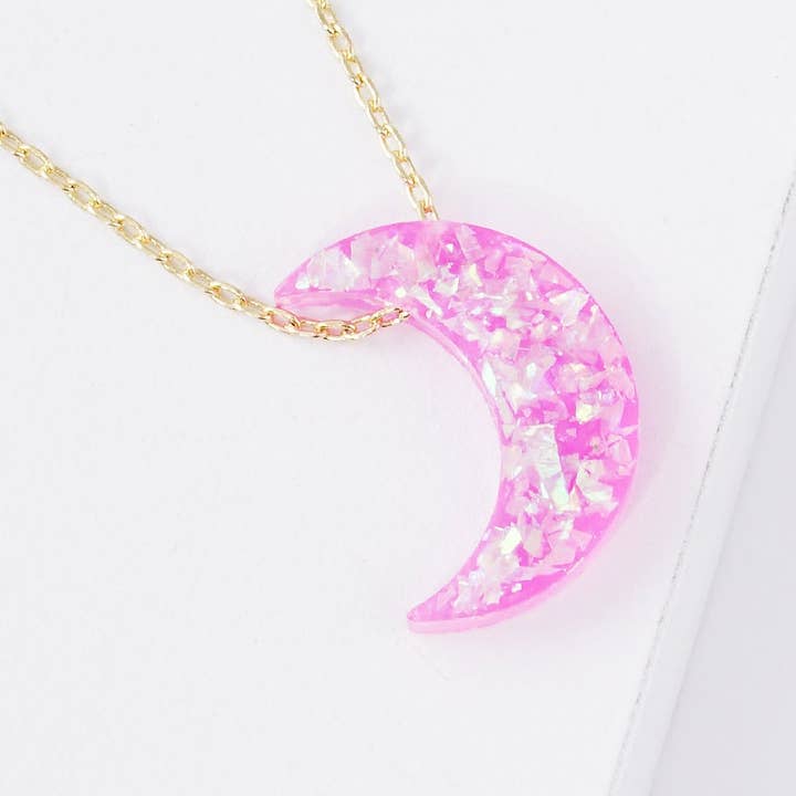 OHBOOBA DESIGN - Wholesale Pendant/Charm Necklace - Gold Plated Opal Crescent Moon Necklace2