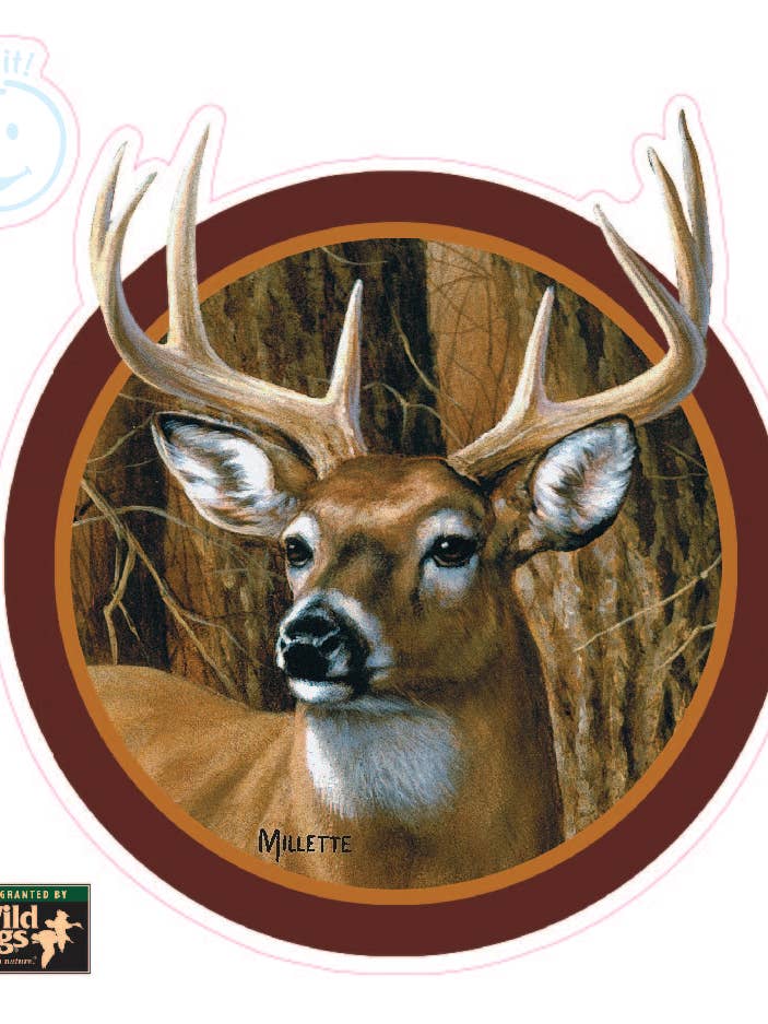 Whitetail Deer Head (Round) Car Sticker for wholesale by Enjoy It LLC