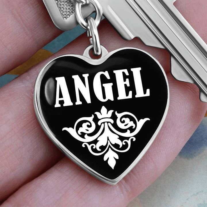 Unique Gifts Store - Wholesale Keychain - Women's - Angel v01w - Heart Pendant Luxury Keychain