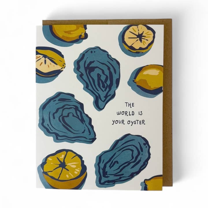 The World Is Your Oyster Greeting Card for wholesale by Wild Optimist