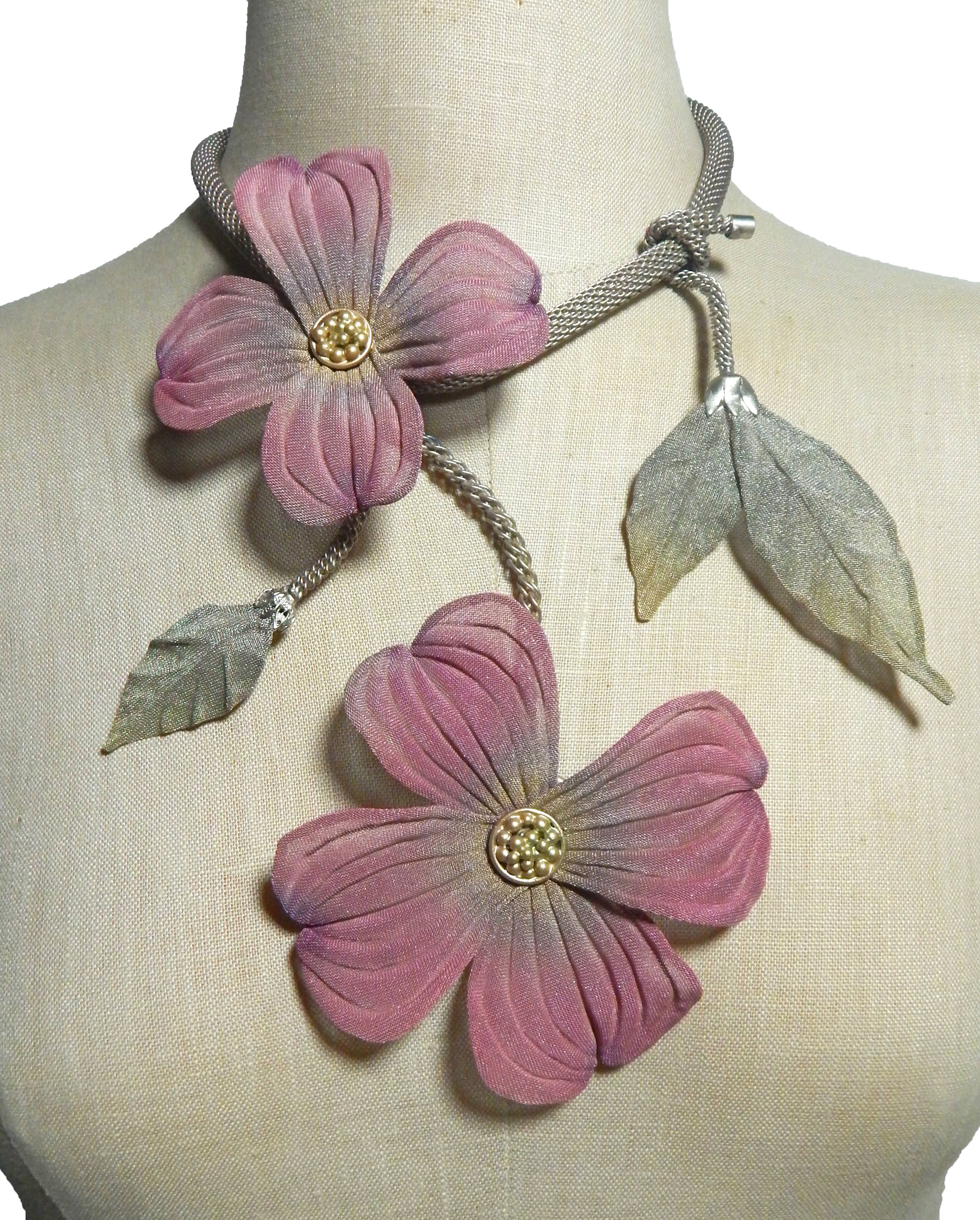 Sarah Cavender Metalworks - Wholesale Pendant/Charm Necklace - 24" Sculpted Double Dogwood Bloom Necklace0