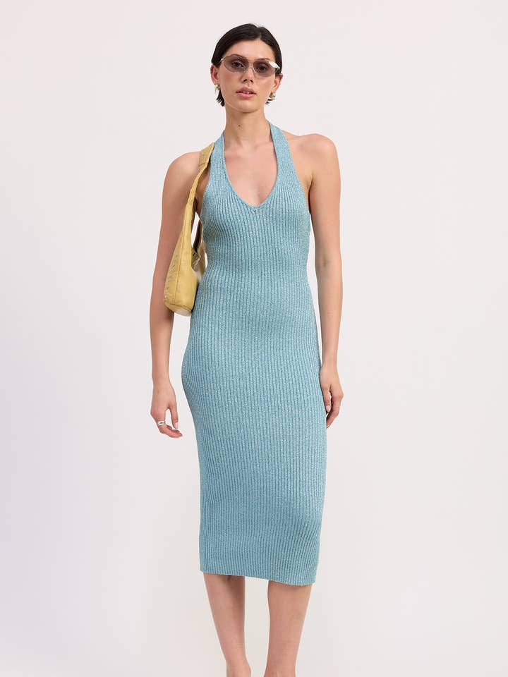 KNIT HALTER BODYCON MIDI DRESS for wholesale by Emory Park