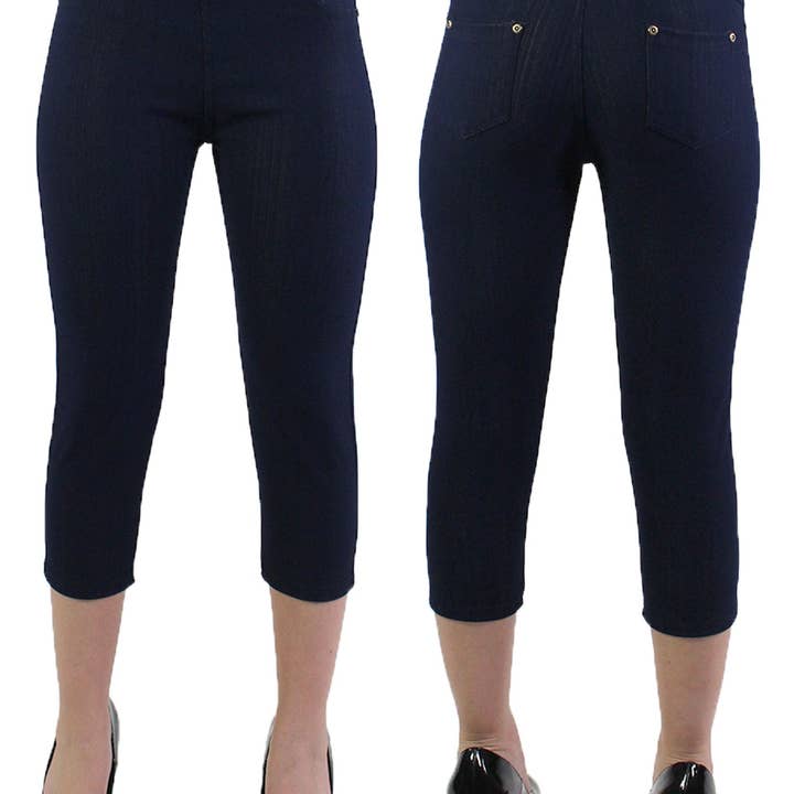 Legging en jean - Longueur capri avec poches arrières J04 pour la vente par The Magic Scarf Company