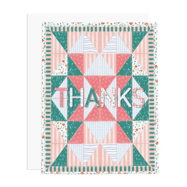 Thanks Quilt Greeting Card for wholesale by Ramus & Co.
