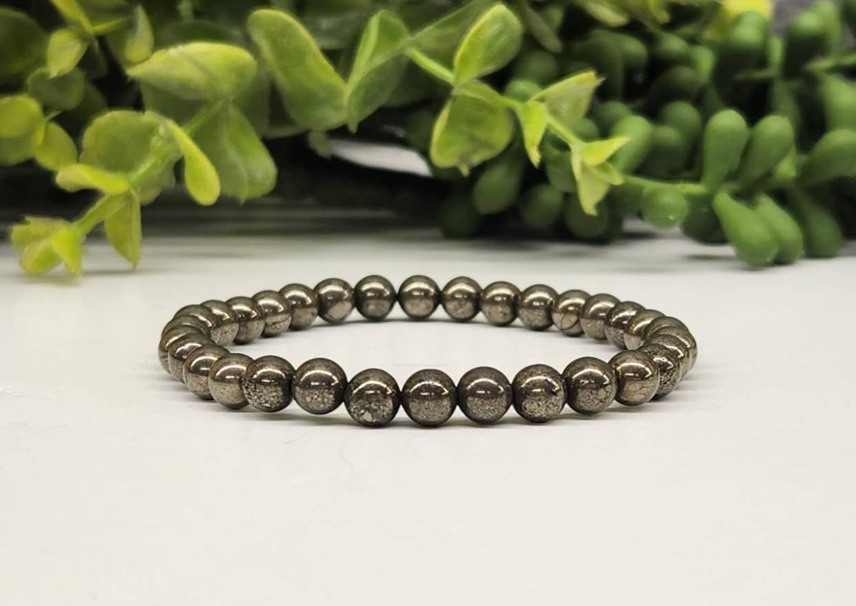Meraki Gemstones - Wholesale Beaded Bracelet - Pyrite Stretchable Semi-Precious Gemstone Bracelet 6mm Beads3