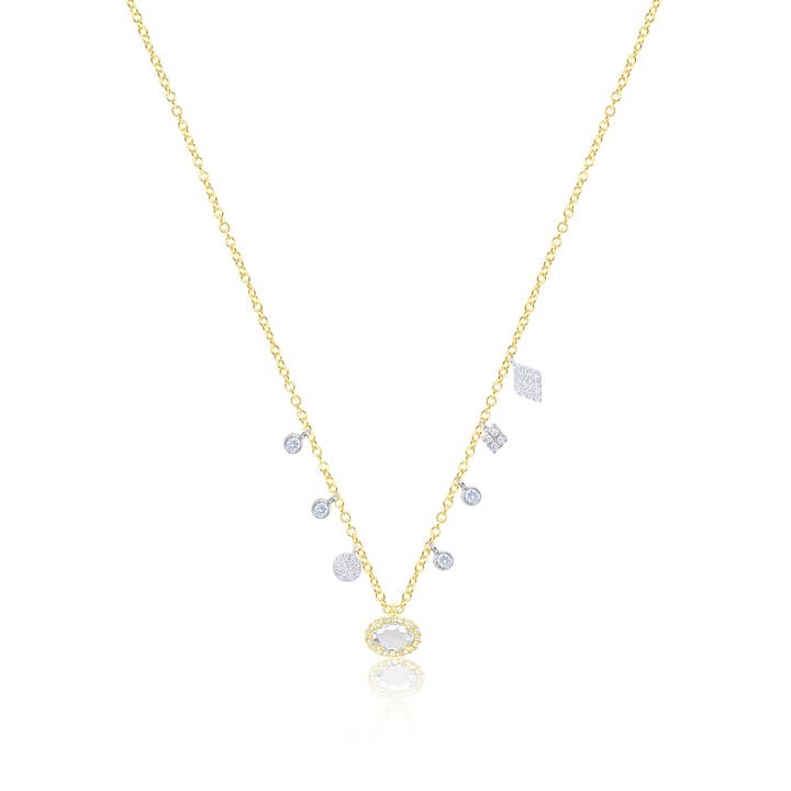 14kt Yellow Gold Diamond and White Sapphire Necklace for wholesale by Meira T
