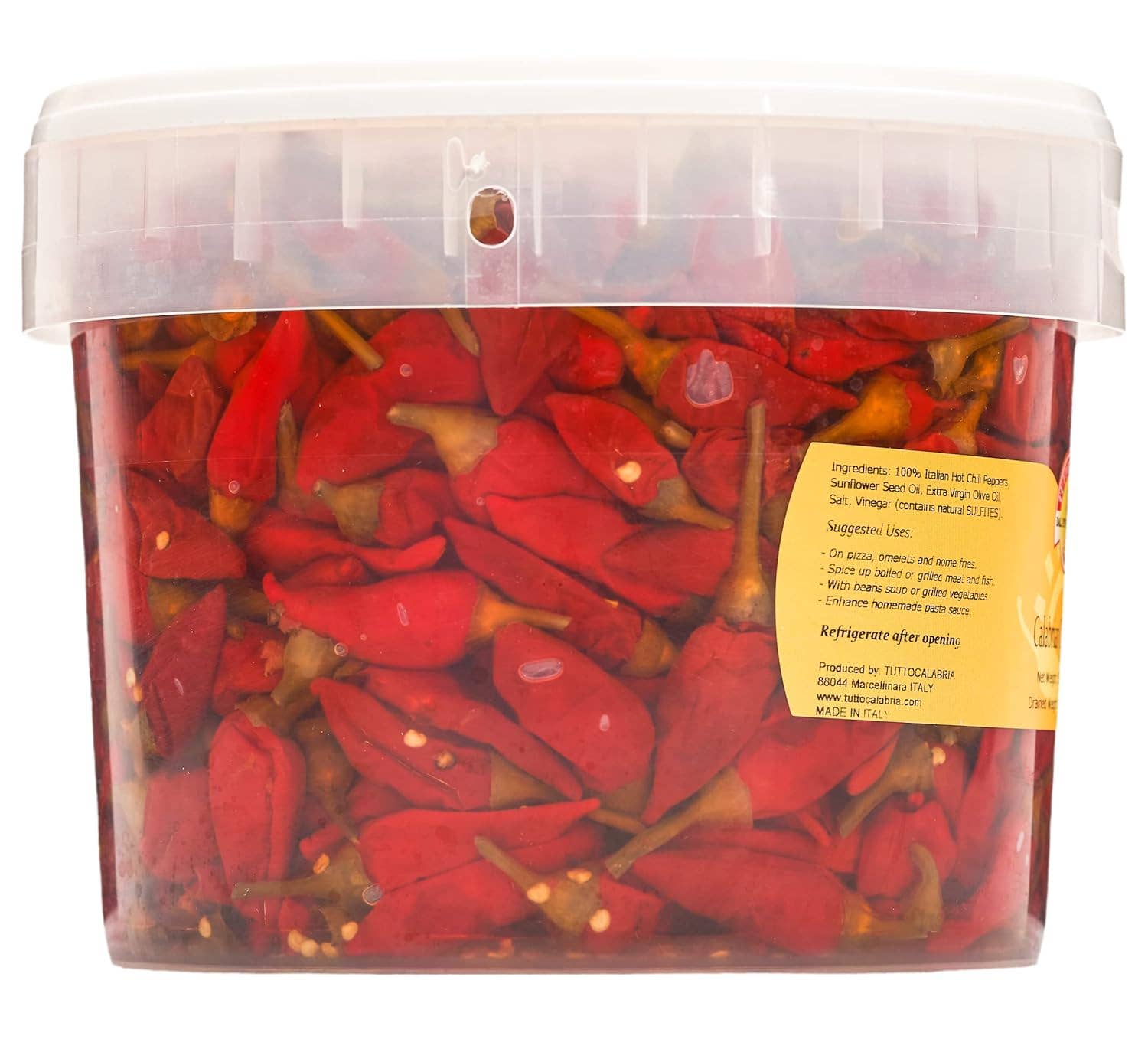Wholesale Italian Food - Wholesale Dried Spice - Tutto Calabria, Whole Calabrian Chili Peppers Tub - 93.4 oz2
