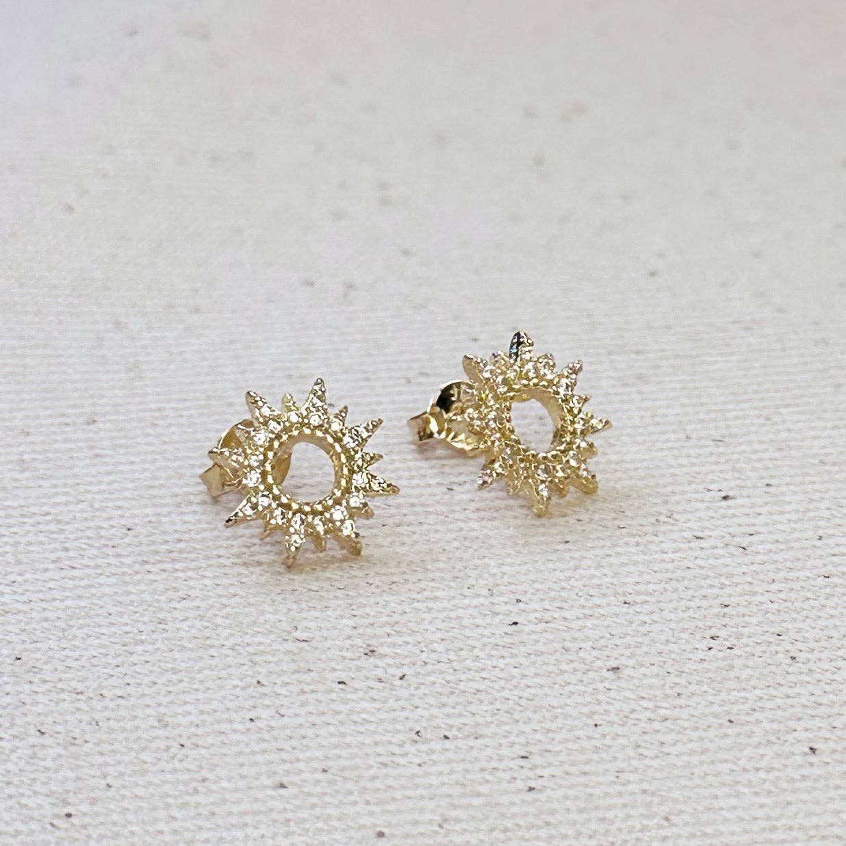 GoldFi - Wholesale Stud/Post Earrings - 18k Gold Filled Round Spike CZ Stud Earrings5