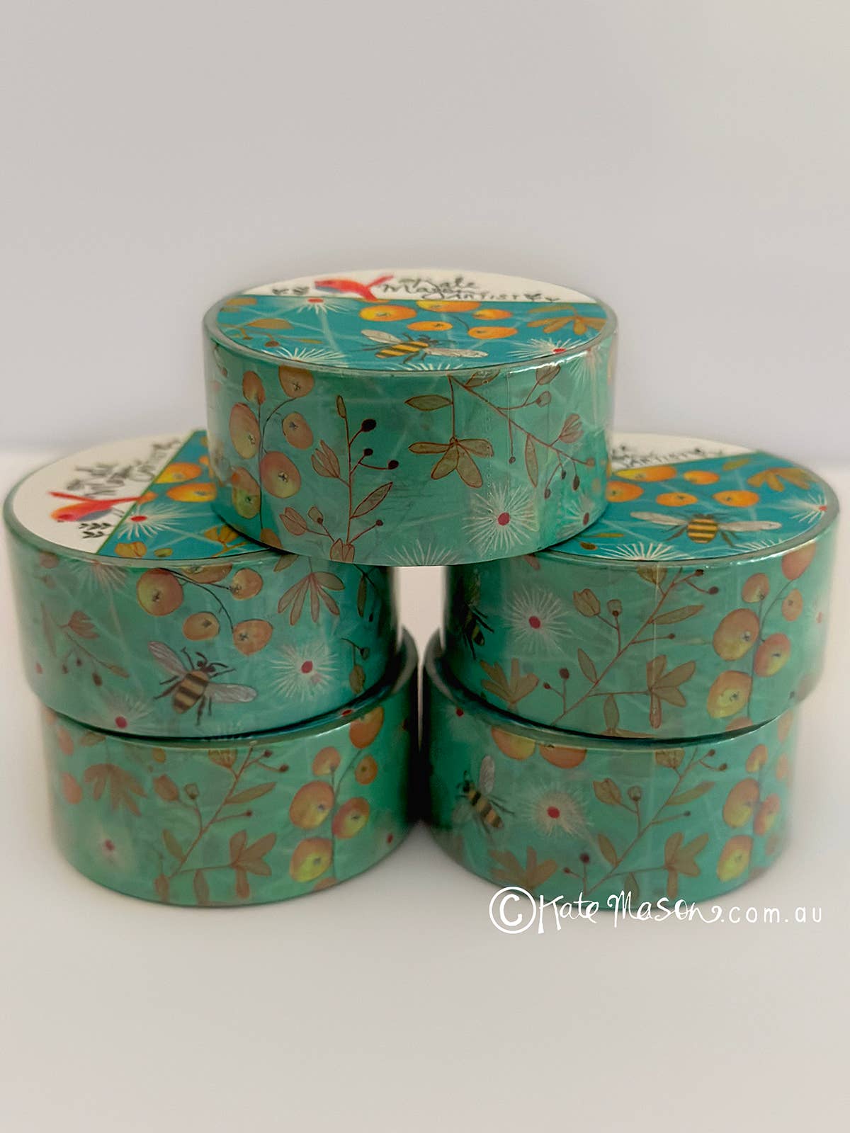 Kate Mason Artist - Wholesale Washi Tape - Bee Berries Aqua WASHI TAPE4