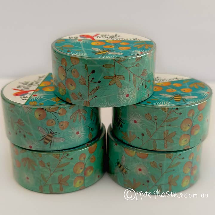 Kate Mason Artist - Wholesale Washi Tape - Bee Berries Aqua WASHI TAPE4