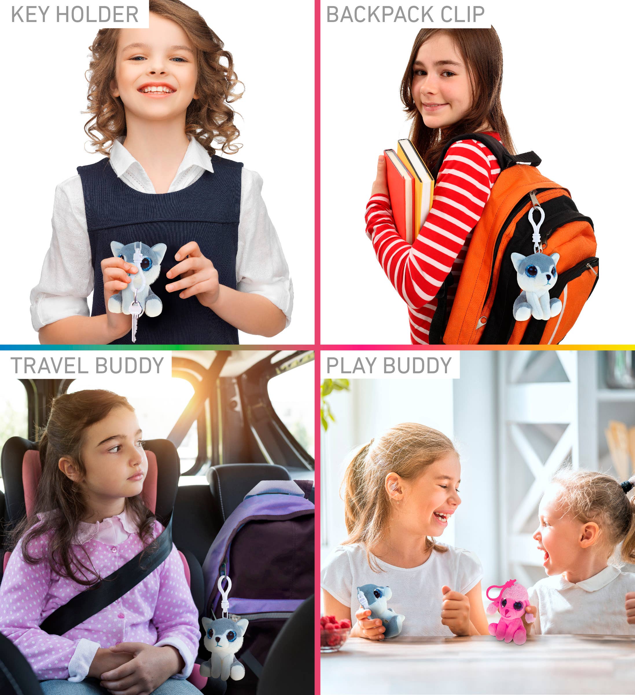 Cota Global - Wholesale Stuffed/Plush Toy - Kids & Baby - Big Eye Keychain - Wolf2