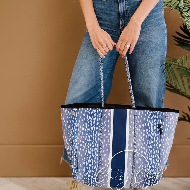 The Classy Cloth WS - Wholesale Tote Bag - Unisex - Neoprene Carryall Tote - Navy Speckled RTS1