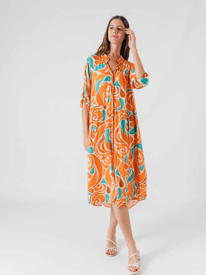Long printed viscose dress for wholesale by JULIA PARIS