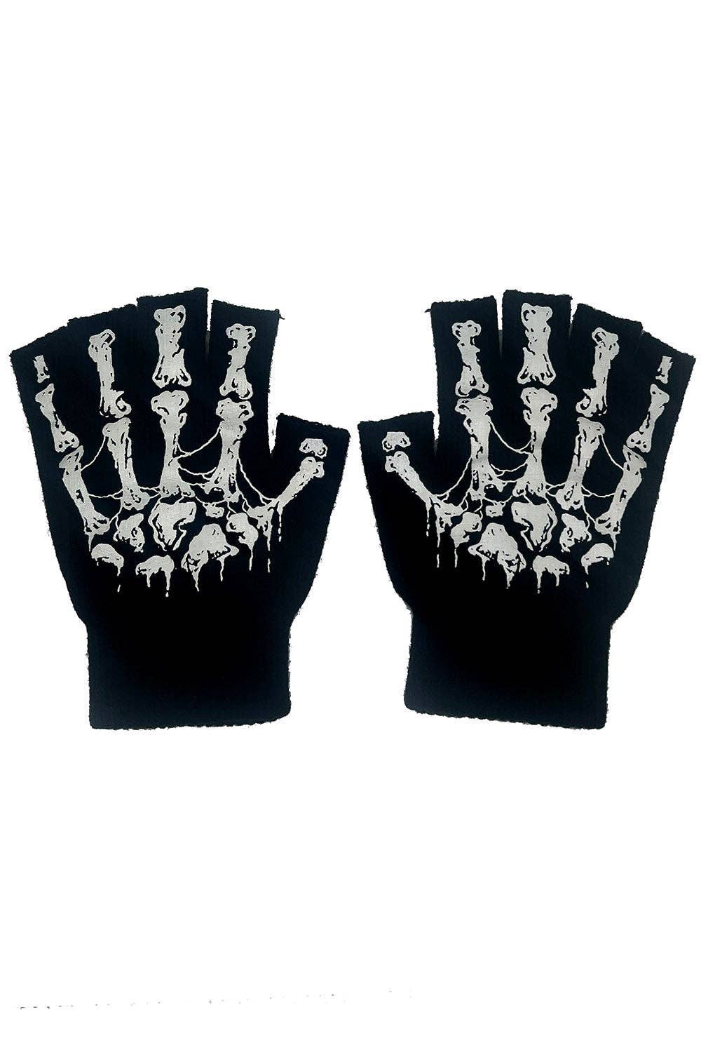 vampirefreaks - Wholesale Gloves - Unisex - Dead Inside Fingerless Skeleton Gloves2