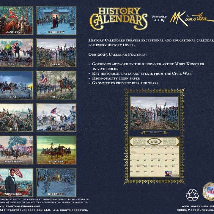 History Calendars - Wholesale Calendar - The NEW 2025 Mort Künstler Civil War Calendar