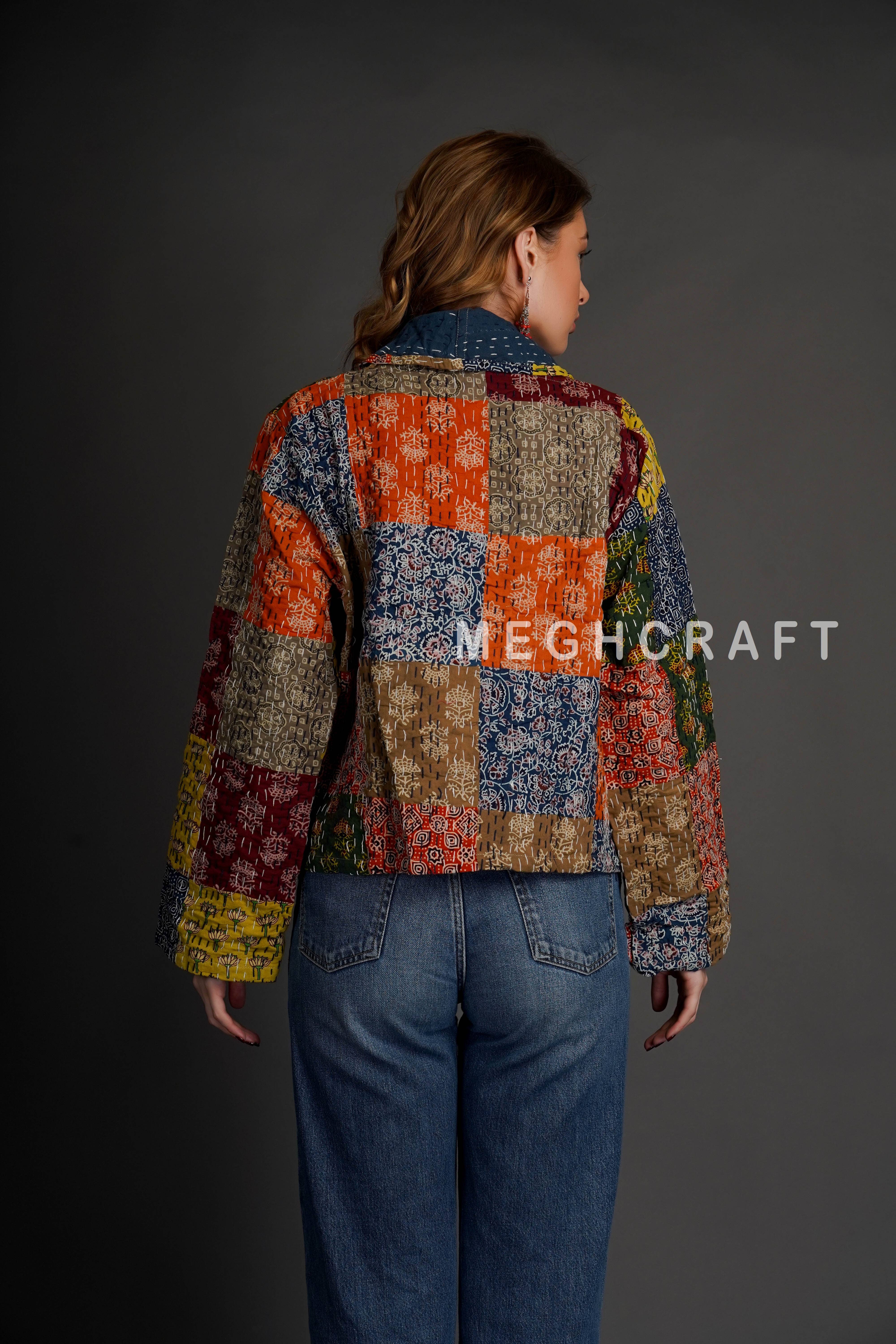 Meghcraft - Venta al por mayor Chaqueta - Mujer - Chaqueta Reversible de Kantha para Mujer10