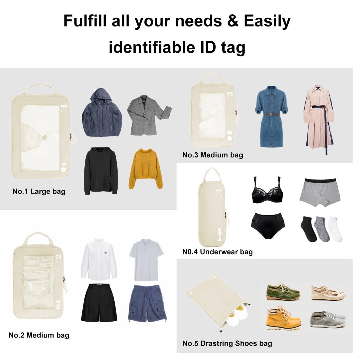 wandf - Wholesale Travel Set - 5 Set Compression Packing Cubes for Suitcases Organiser Bags7