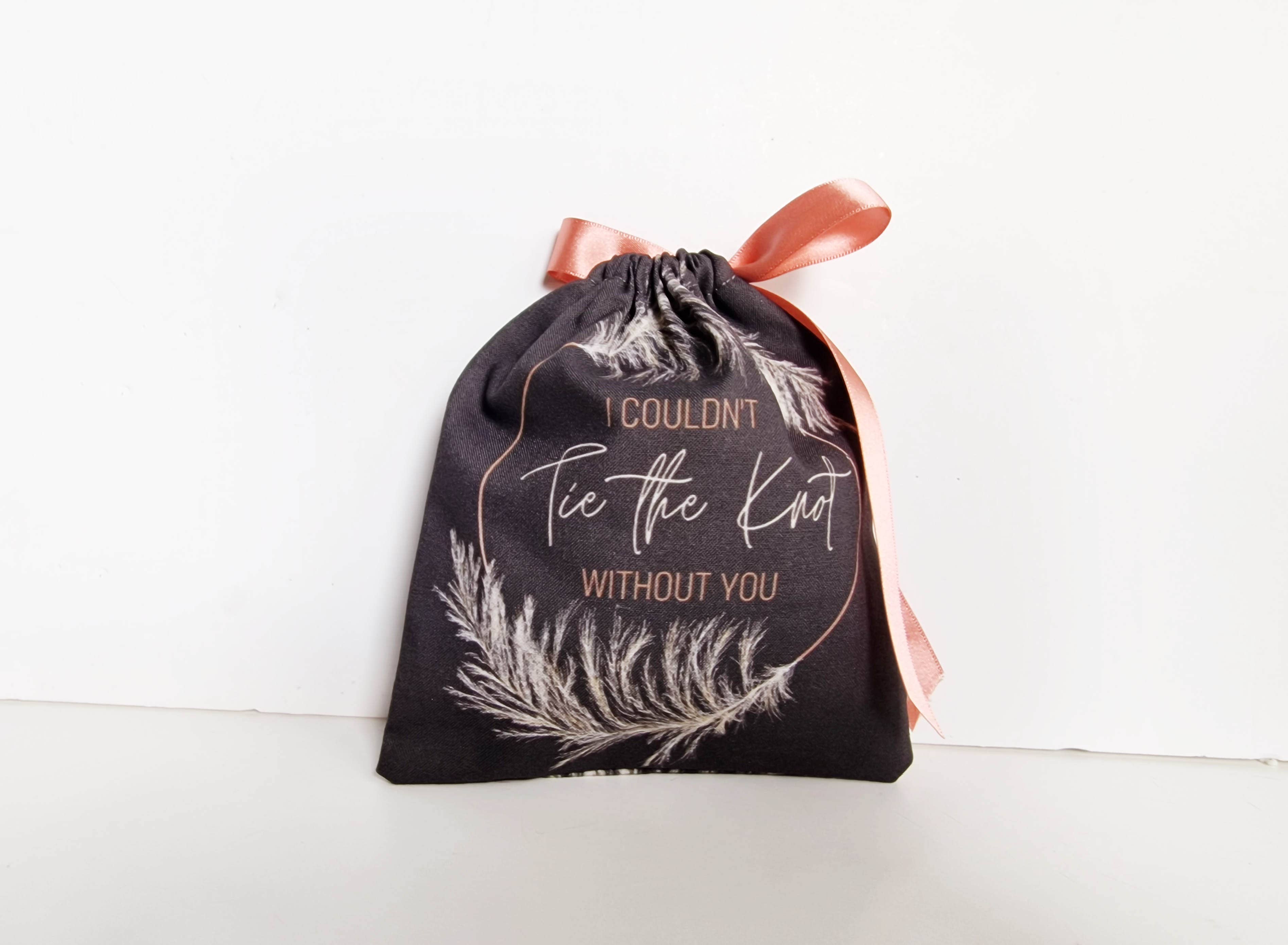 Six Acre Meadow – wholesale Gift bag – Wedding and Bridesmaid Gift Pouch in Dark Grey/Rose Gold0