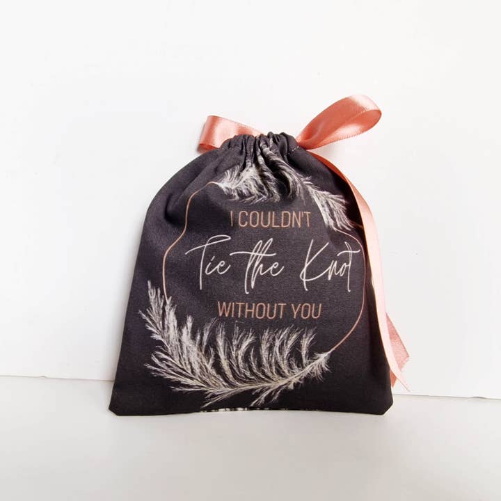 Six Acre Meadow – wholesale Gift bag – Wedding and Bridesmaid Gift Pouch in Dark Grey/Rose Gold