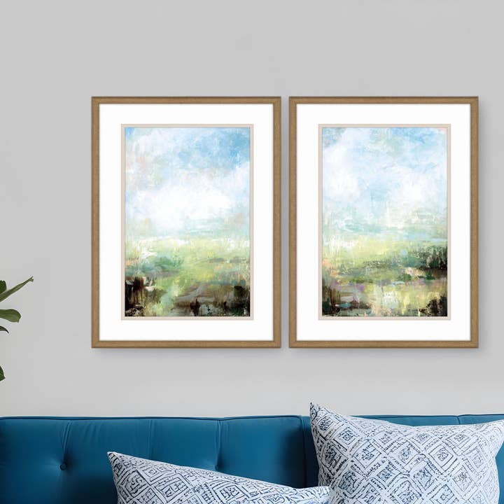 HomeRoots - Wholesale Wall Art Set - Set Of Two Emerald Coast Cloudy Sky Gold Framed Wall Art0