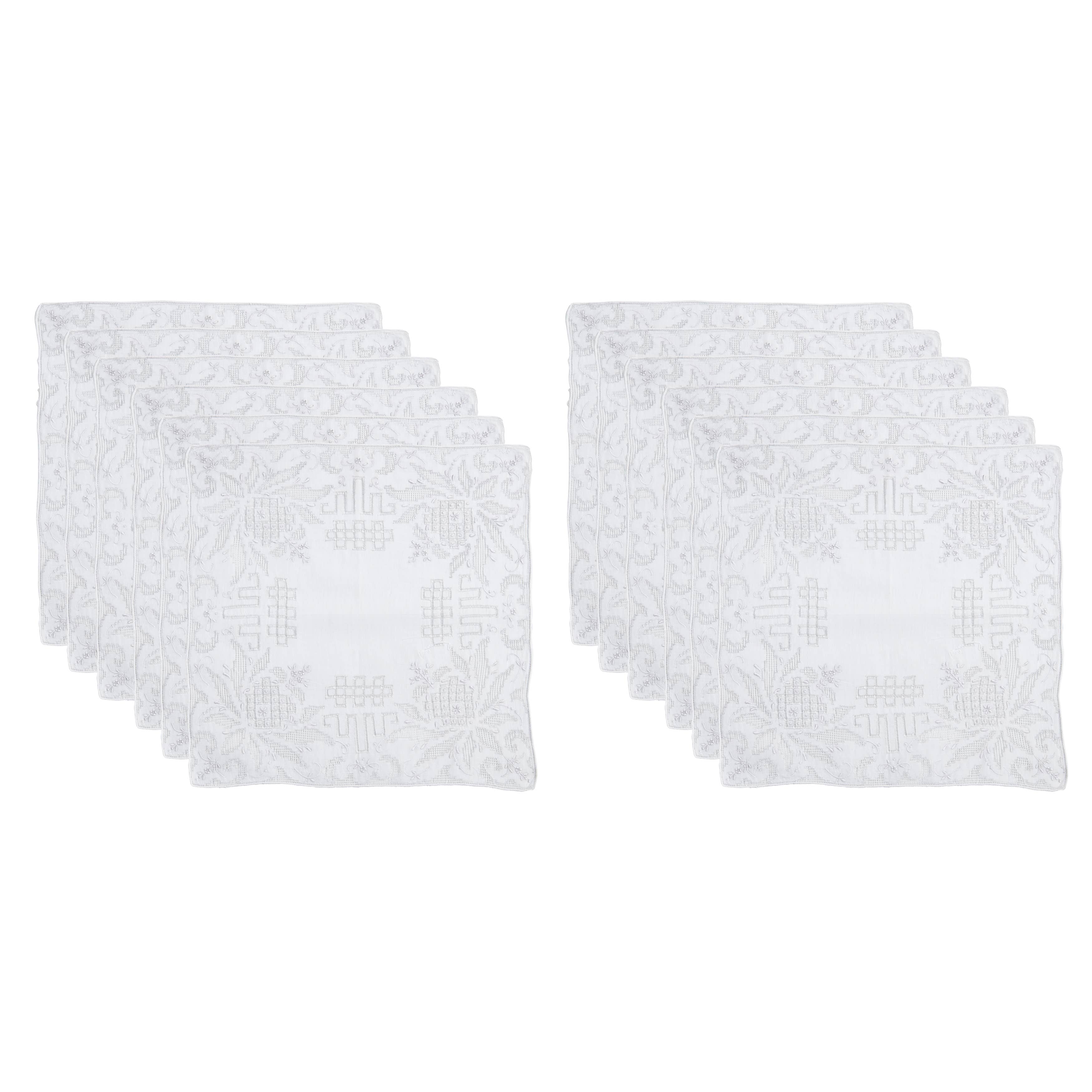 White Embroidered Drawnwork Handkerchief for wholesale on Faire1
