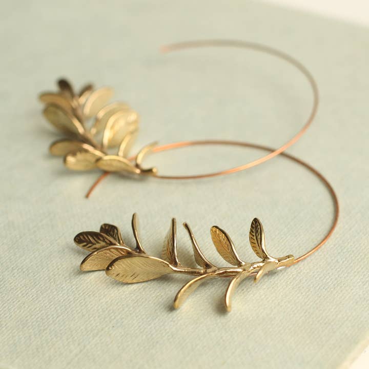 Silk Purse, Sow's Ear – wholesale Hoop earrings – Rosemary Botanical Leaf Hoop Earrings7
