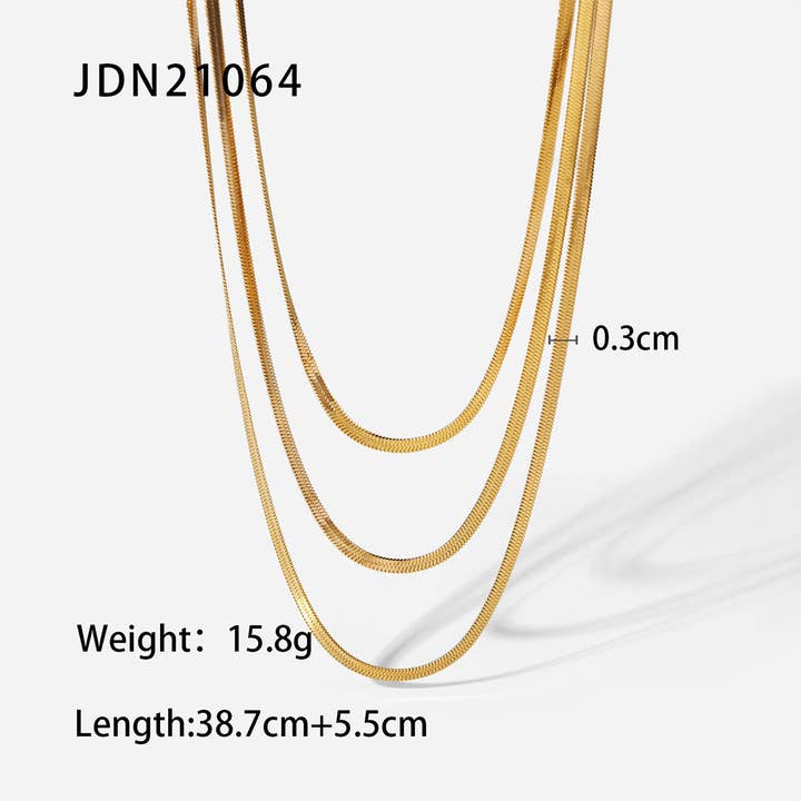 ACCITY - Wholesale Link & Chain Necklace - MULTILAYER GOLD PLATE STAINLESS STEEL NECKLACE_CWAJE061919