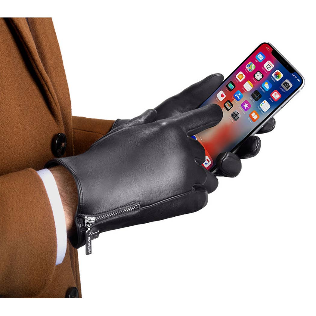 Mio Marino - Wholesale Gloves - Men's - Half Zipper Leather Gloves2