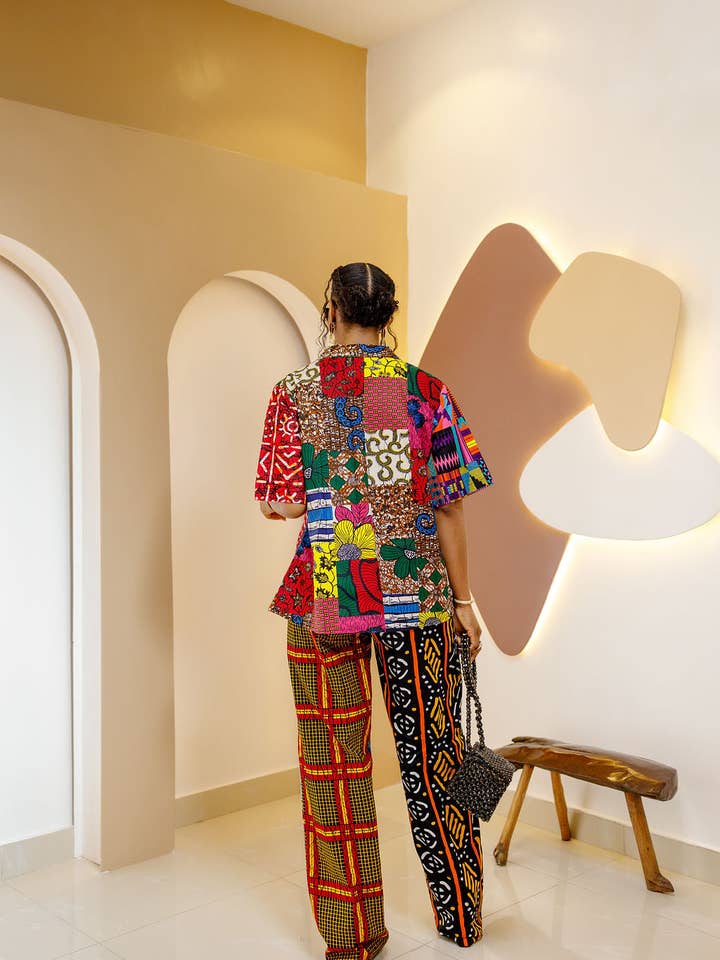 DUA MENKA - Vente Ensemble haut et pantalon (PAS d'intérieur) - Femme - Ensemble Chemise & Pantalon Patchwork Umunna2