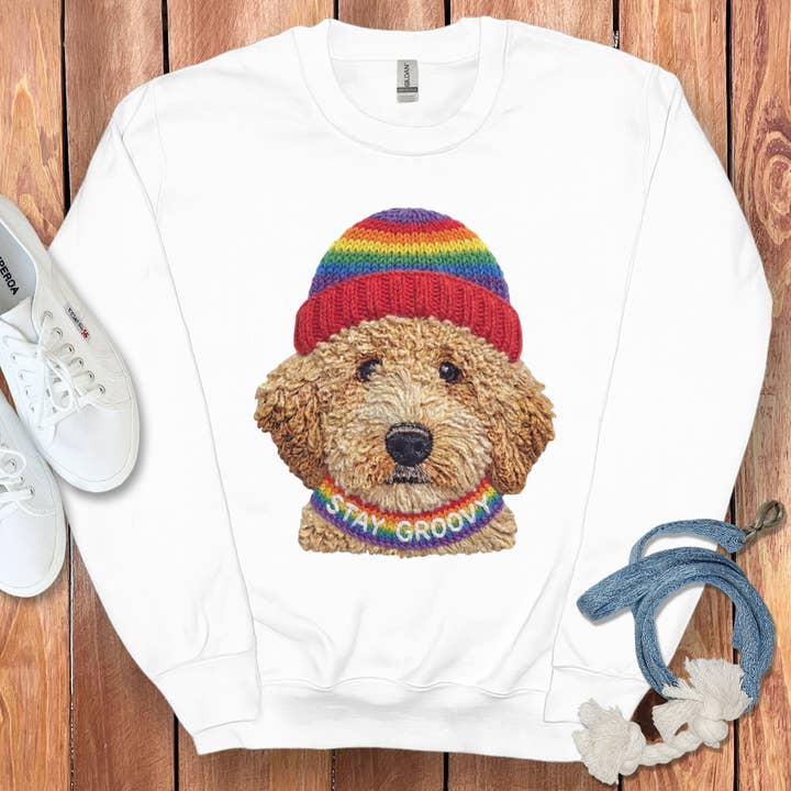 Puppy Jo - Wholesale Graphic Sweatshirt - Unisex - Groovy Goldendoodle Sweatshirt2