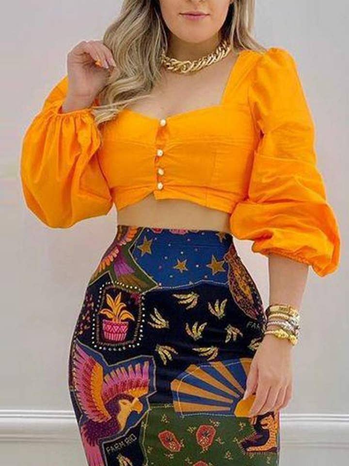 back button decor lantern sleeve crop top sets and other Purchase Wholesale ropa vaquera. Free Returns & Net 60 Terms on Faire trending on Faire.