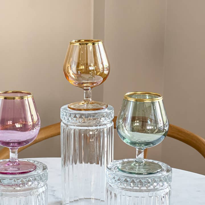 Alegria Glass - Venta al por mayor Vaso de chupito - Gafas de chupito con forma de globo de colores vintage Mona