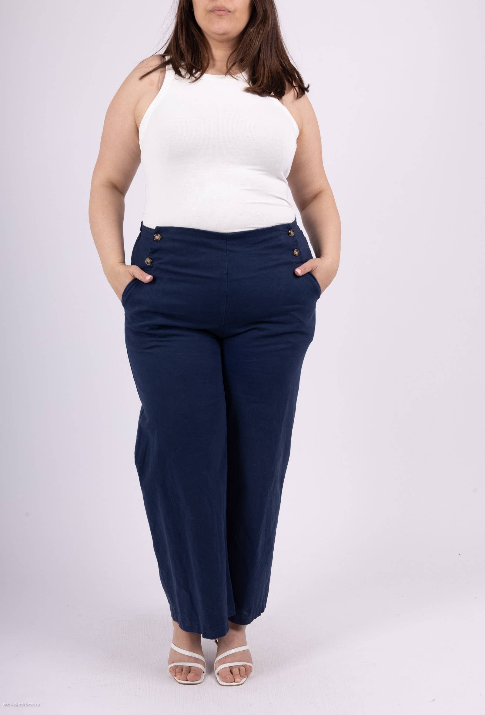 Pépouz' Paris - Wholesale Pants - Women's - PLUS SIZE Pants 97% cotton with buttons PPN2509GT20