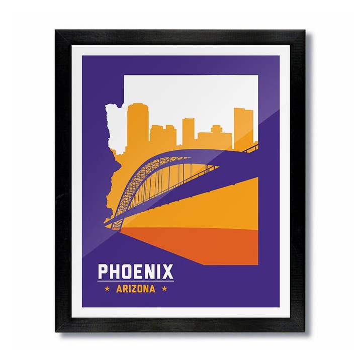 Phoenix, Arizona Skyline Print: Purple & Orange for wholesale by D&W Elements