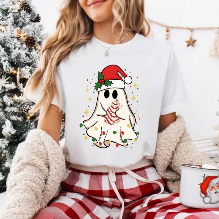 Camisola de Natal com Fantasmas, Camisola de Fantasma de Pai Natal, Camisola de Natal por atacado de SimplyAbloom