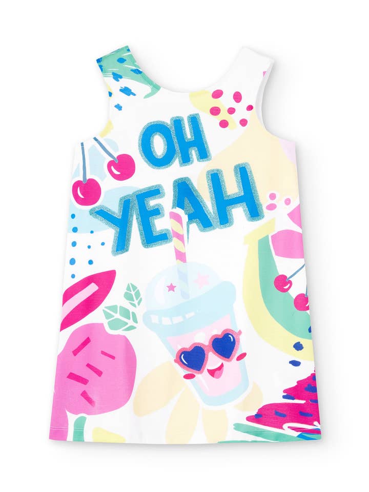 Vestido de menina estampado OH YEAH por atacado de Charanga