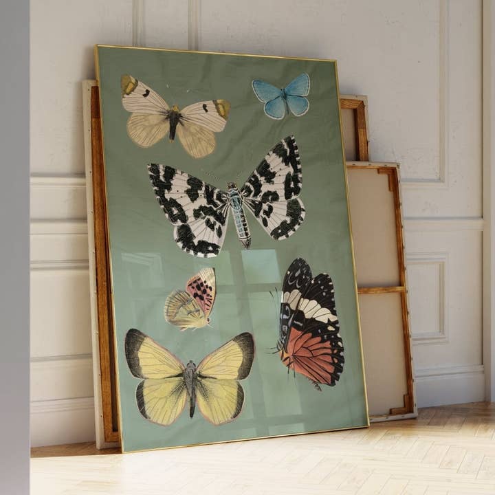 Butterflies Green Print for wholesale by Moonshine Prints