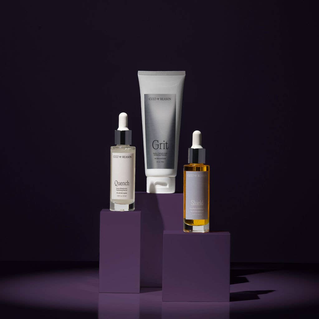 Cult of Reason Skincare - Wholesale Facial Care Set/Kit - The Trio (Grit, Quench, and Shield)2