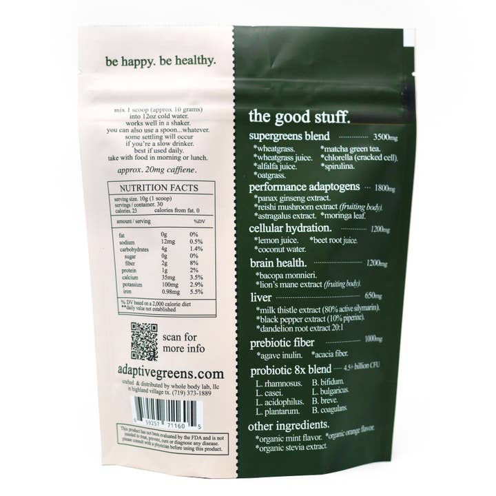 Roots Apothecary - Wholesale Protein/Superfood Powder - adaptive greens. performance superfood.