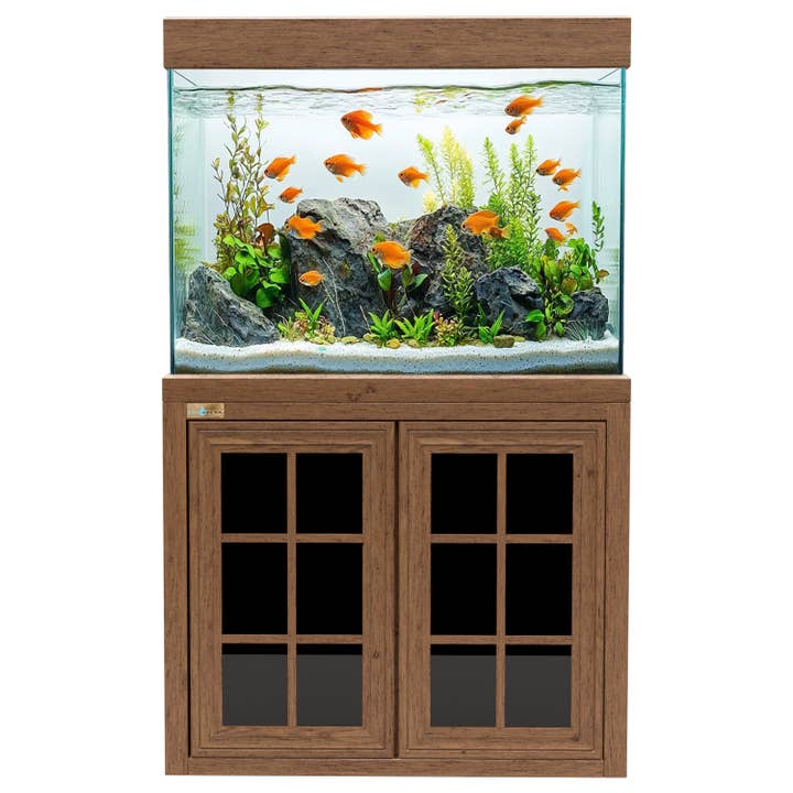 Aqua Dream 100 Gallon Hærdet Glas Akvarium Mørkt Træ for engroshandel hos AQUA DREAM