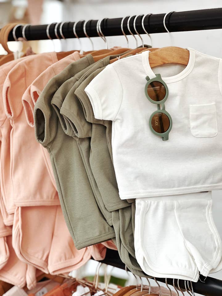 Set de verano de algodón orgánico para bebés y niños pequeños para venta al por mayor de Ada Baby