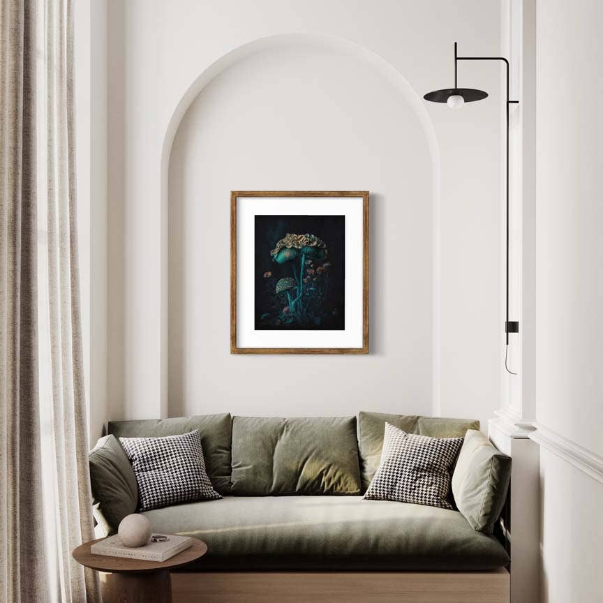 Salty Alyce - Wholesale Art Print - Gothic Floral Still Life Vintage Blue Mushroom Wall Art RD642