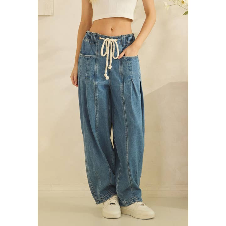 JOGGERS IN DENIM A GAMBA LARGA THE COASTLINE (SP8202) per la vendita all'ingrosso da parte di Sage + Fig