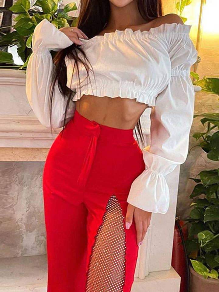 Flarix - Wholesale Pants - Women's - women polyester high rise waist flared trousers2