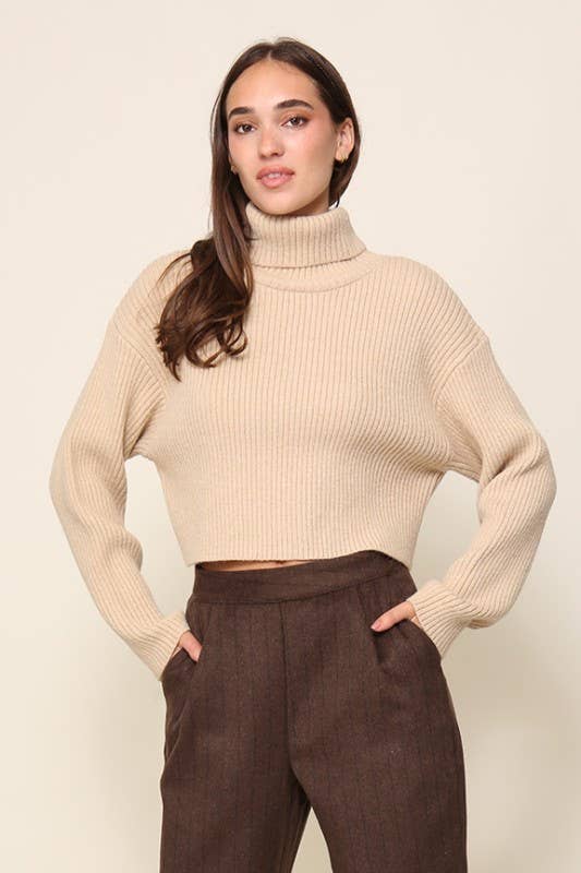 OATMEAL Mock Neck Layer Me Fall Sweater for wholesale on Faire1