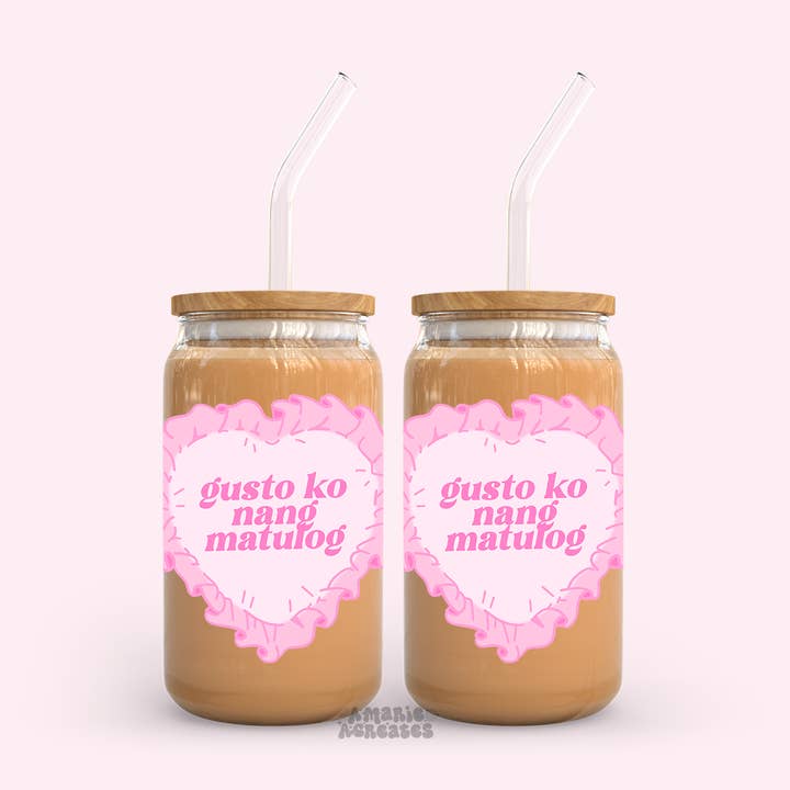 amarieacreates - Wholesale Drinking Glass/Cup - Gusto Ko Nang Matulog Glass Cup0