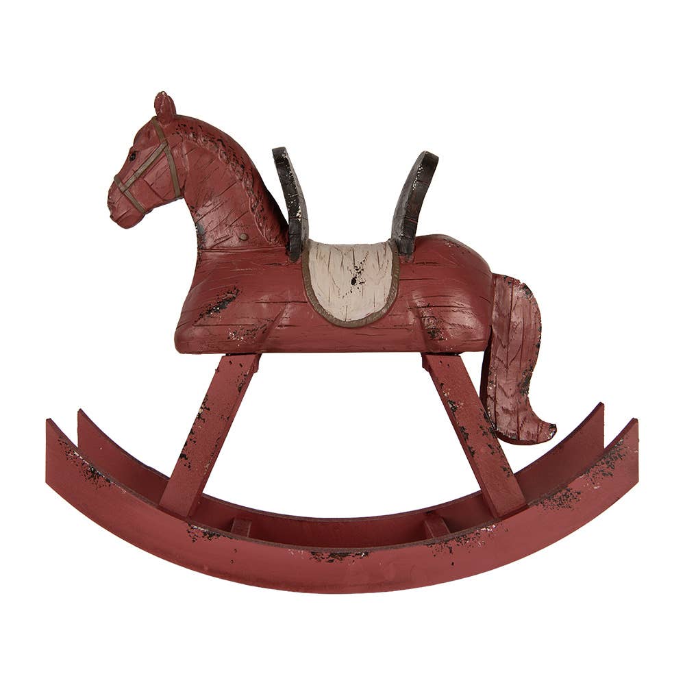 Clayre & Eef - Wholesale Decorative Figurine - Decorative Figurine Rocking Horse 39x12x33 cm Pink Plastic0