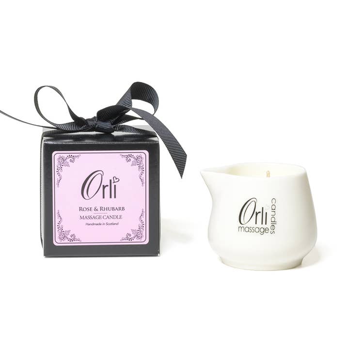 Rose & Rhubarb Massage Candle - 50g for wholesale by Orli Massage Candles