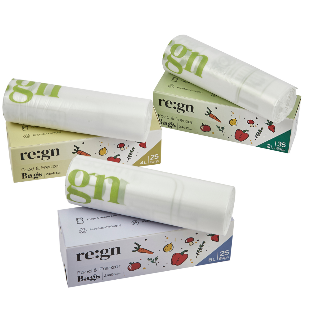 Re:gn - Wholesale Food Storage Wrap/Bag - Compostable & Biodegradable 2L Food and Freezer Bags – 35 Bags per Roll, Leakproof, Plant-Based Storage7