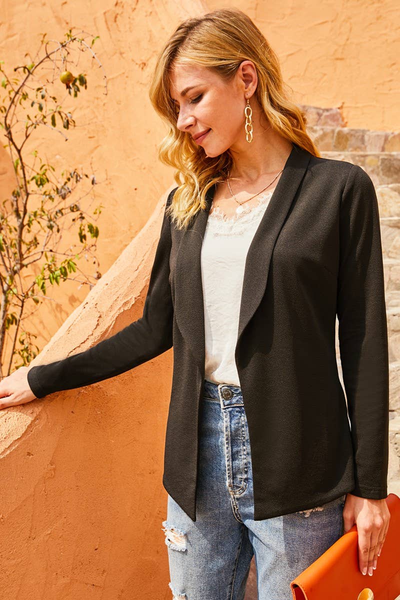 NINEXIS - Wholesale Blazer - Women's - CWOBL093_LONG SLEEVE TAILORED WITH A DRAPED BLAZER24